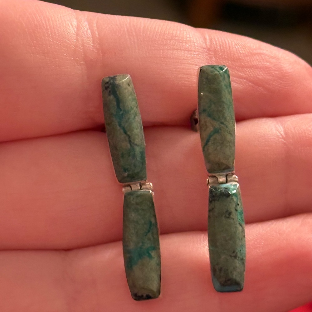 Mexican Turquoise Earrings 950 Silver